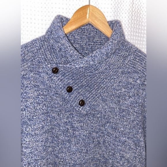 Men’s “AMERICA” blue 100% merino wool shawl collar pullover sweater size medium - Picture 2 of 10